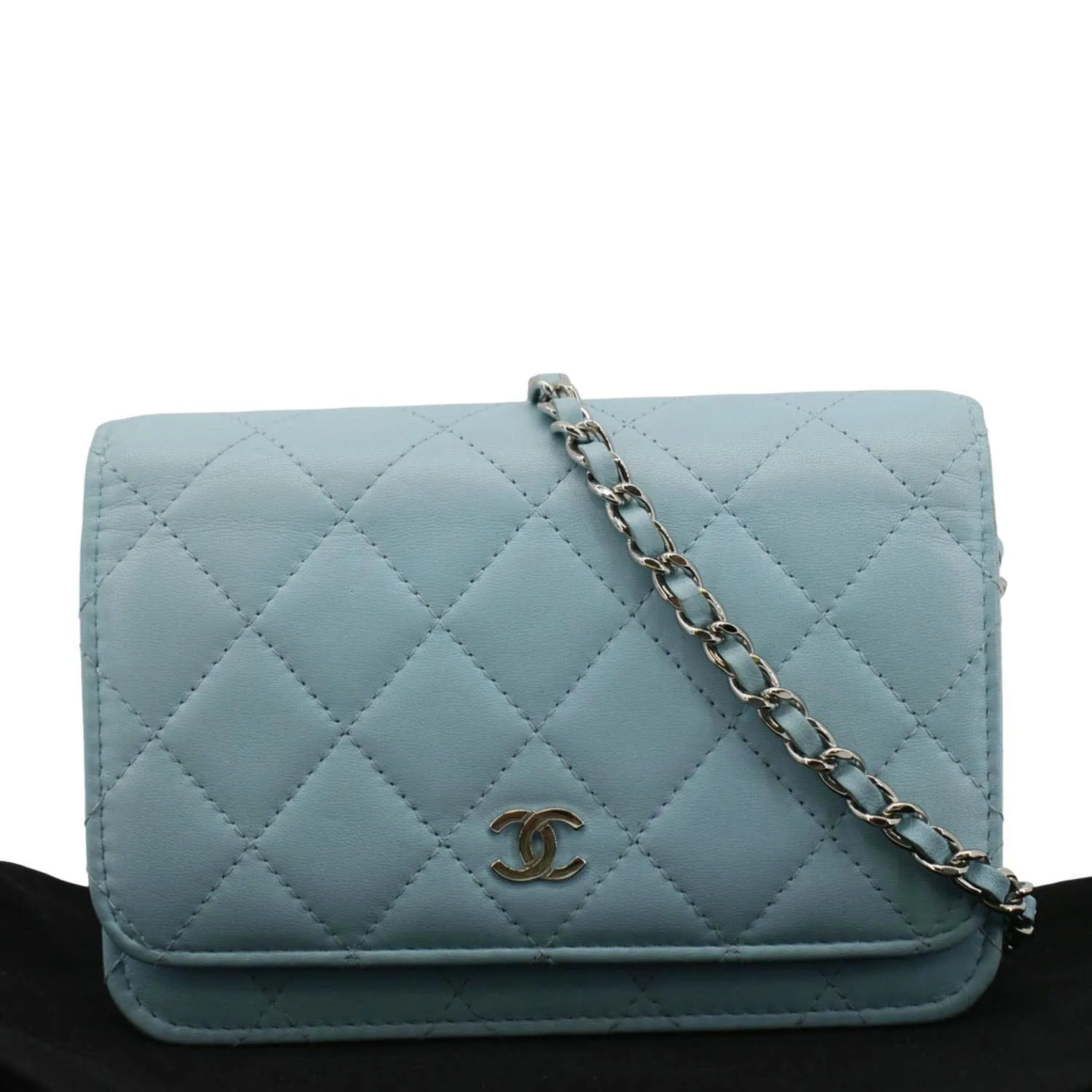 CHANEL WOC Quilted Leather Crossbody Bag Tiffany Blue