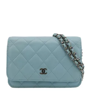 CHANEL WOC Quilted Leather Crossbody Bag Tiffany Blue