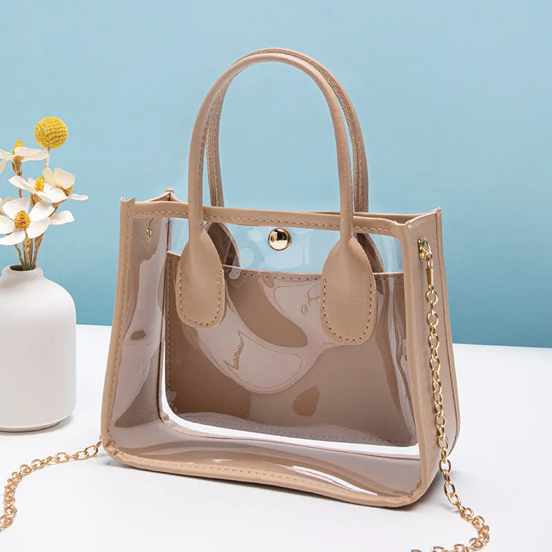 Charming Women's Transparent With Leather Chain Crossbody Bags