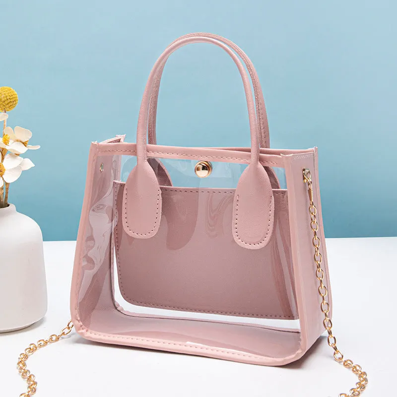 Charming Women's Transparent With Leather Chain Crossbody Bags