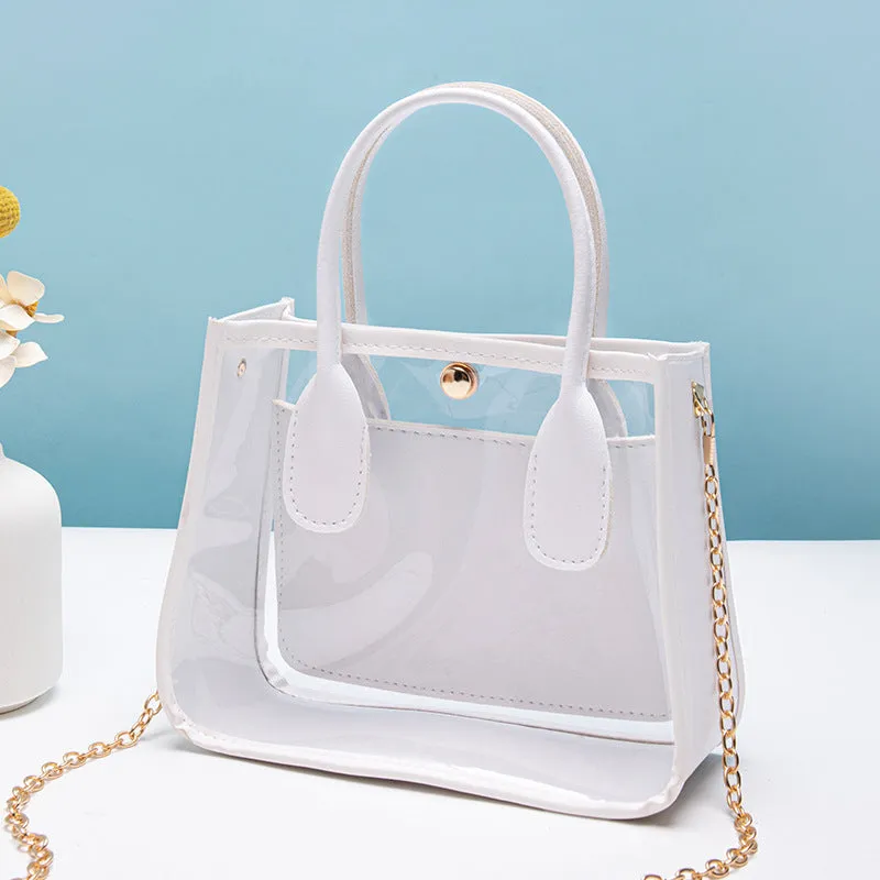 Charming Women's Transparent With Leather Chain Crossbody Bags