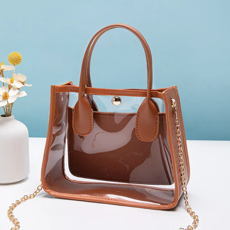 Charming Women's Transparent With Leather Chain Crossbody Bags