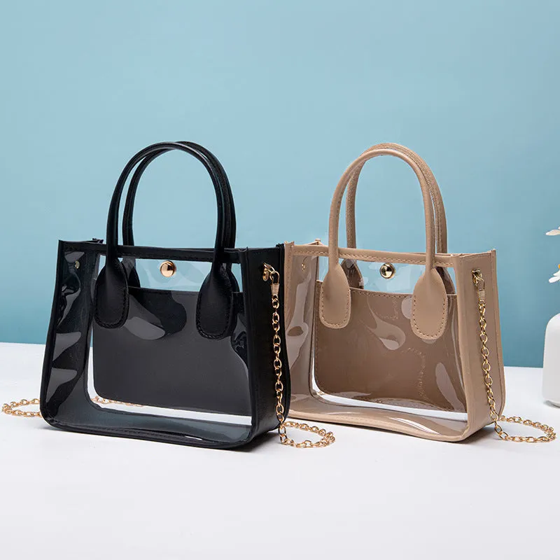Charming Women's Transparent With Leather Chain Crossbody Bags