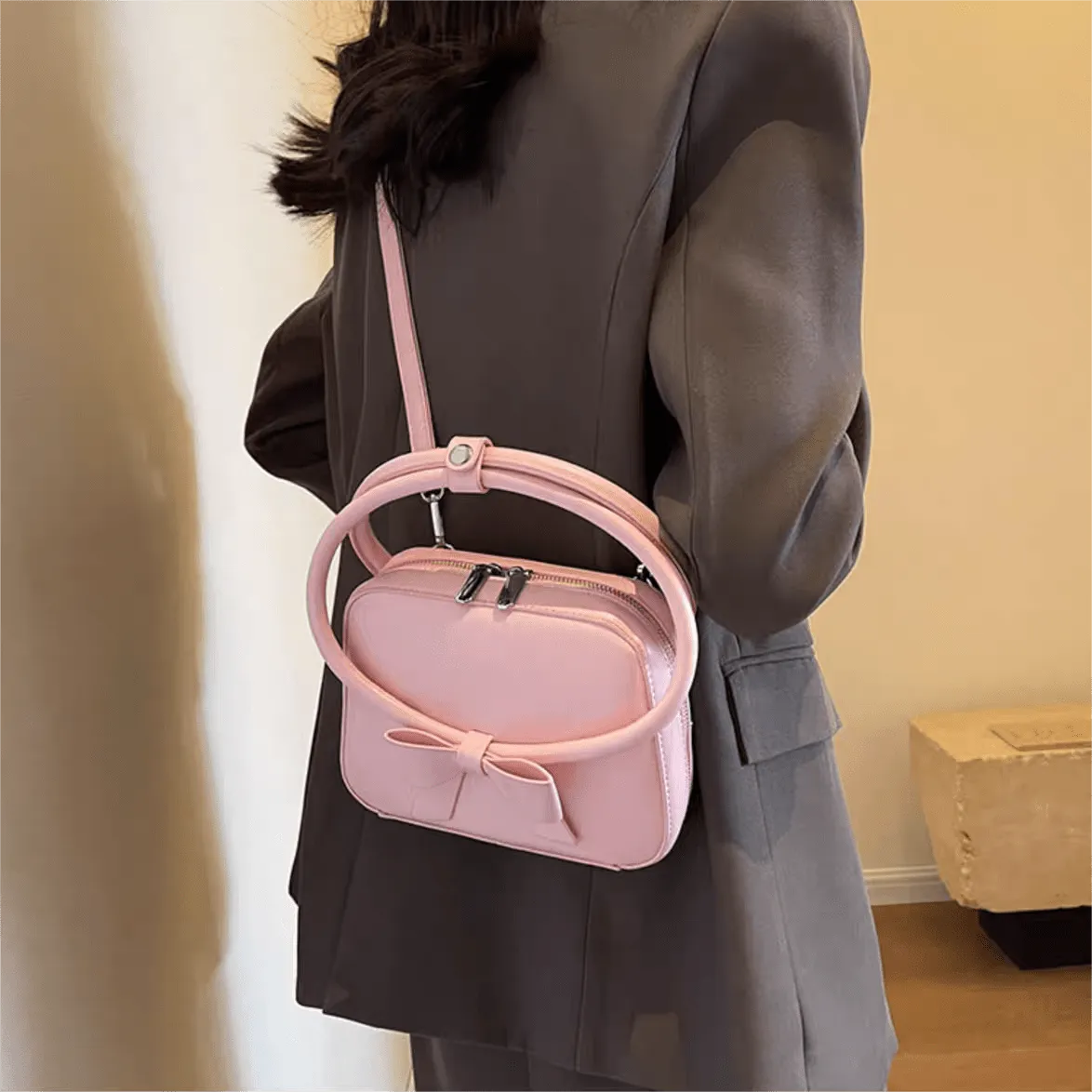 Chic Shoulder Crossbody Bowknot Leather Bag