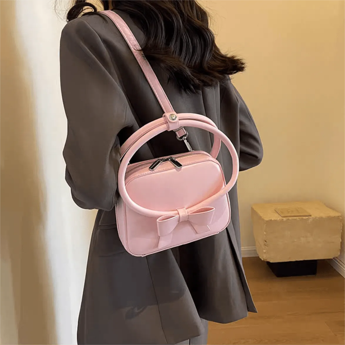 Chic Shoulder Crossbody Bowknot Leather Bag