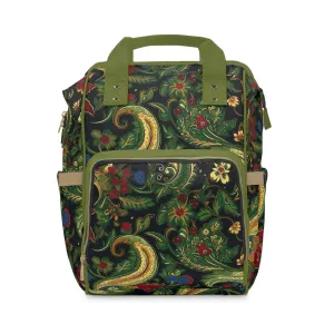 Chinoiserie Diaper Backpack - Elegant & Practical Baby Bag with Traditional Asian Motifs, Perfect for Stylish Parents