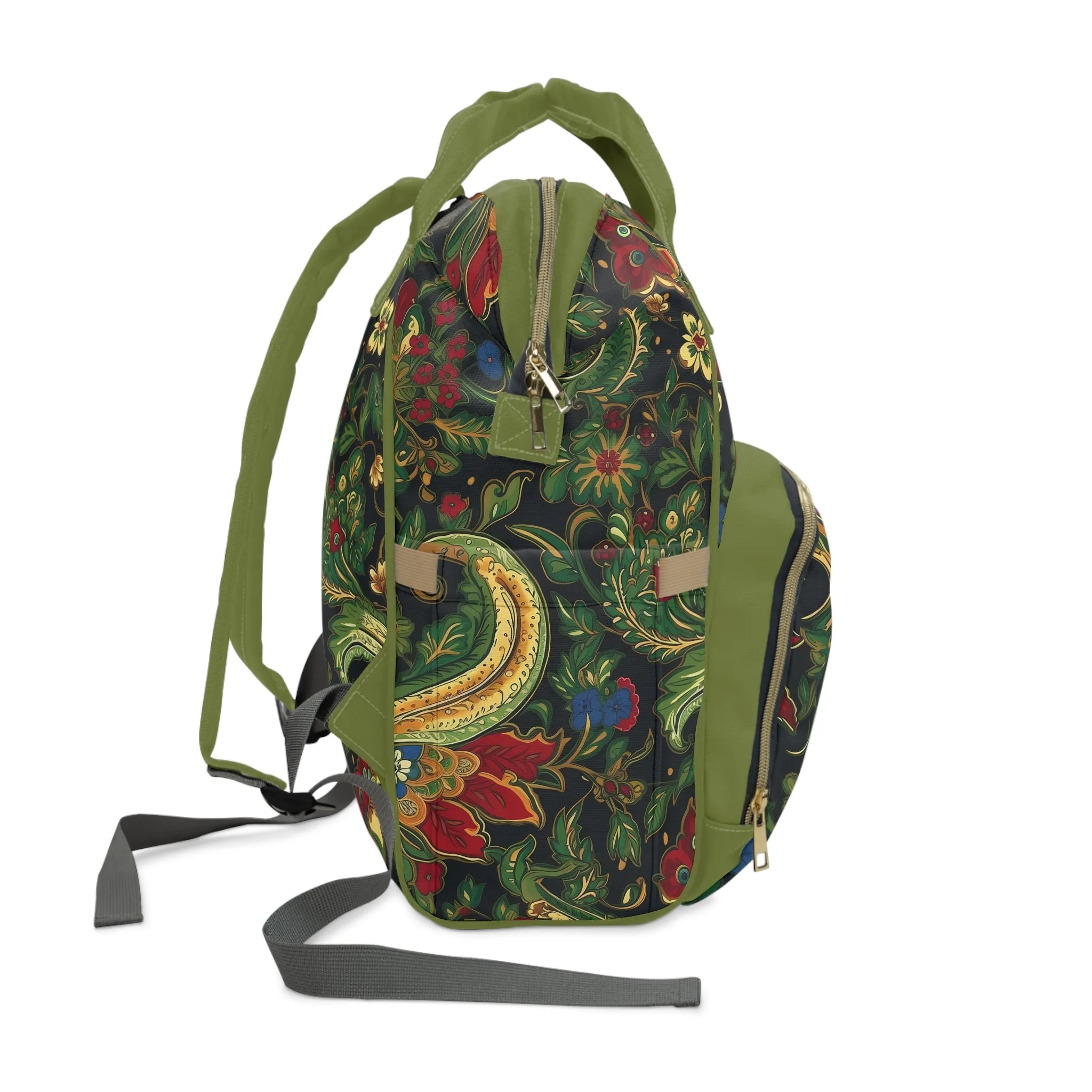 Chinoiserie Diaper Backpack - Elegant & Practical Baby Bag with Traditional Asian Motifs, Perfect for Stylish Parents