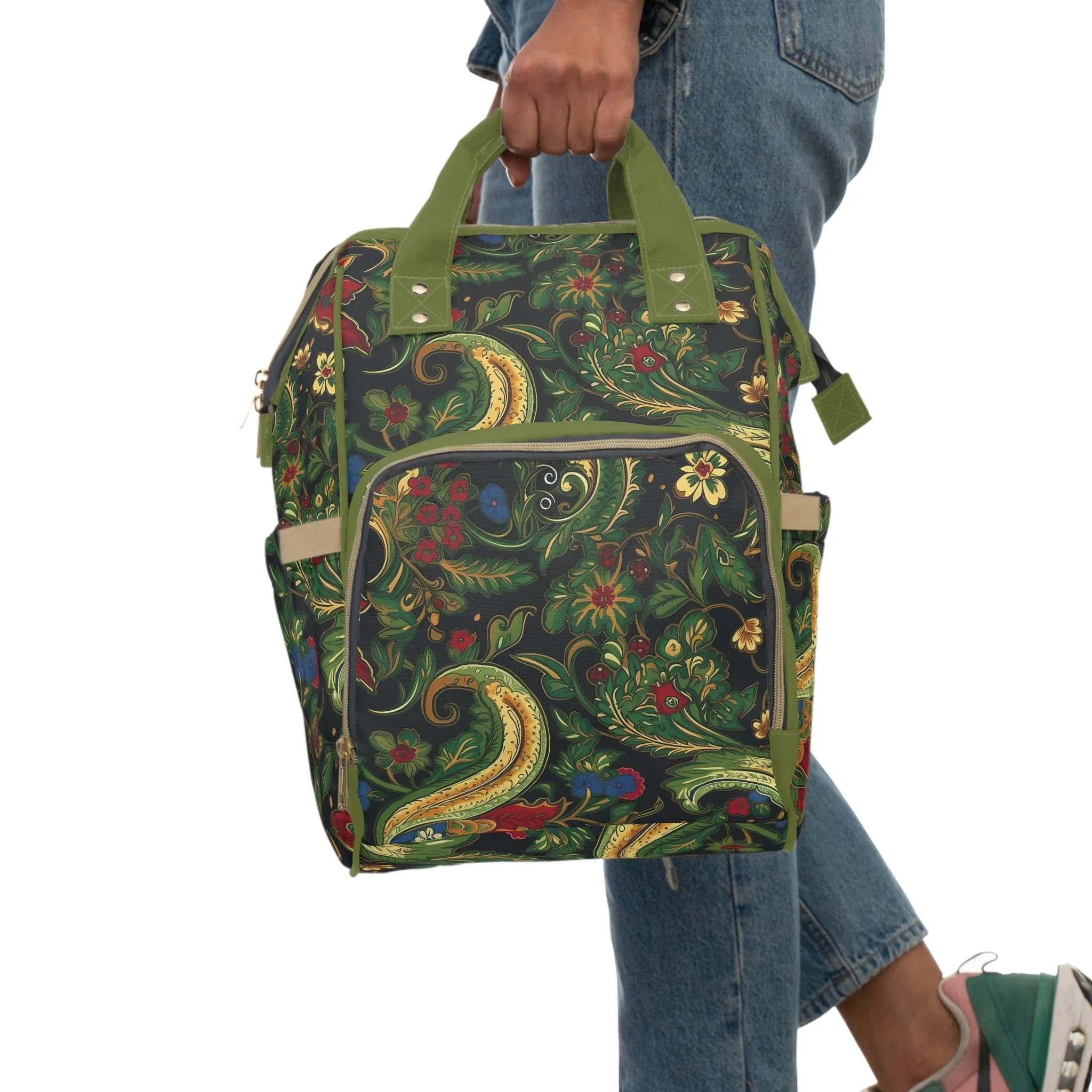 Chinoiserie Diaper Backpack - Elegant & Practical Baby Bag with Traditional Asian Motifs, Perfect for Stylish Parents