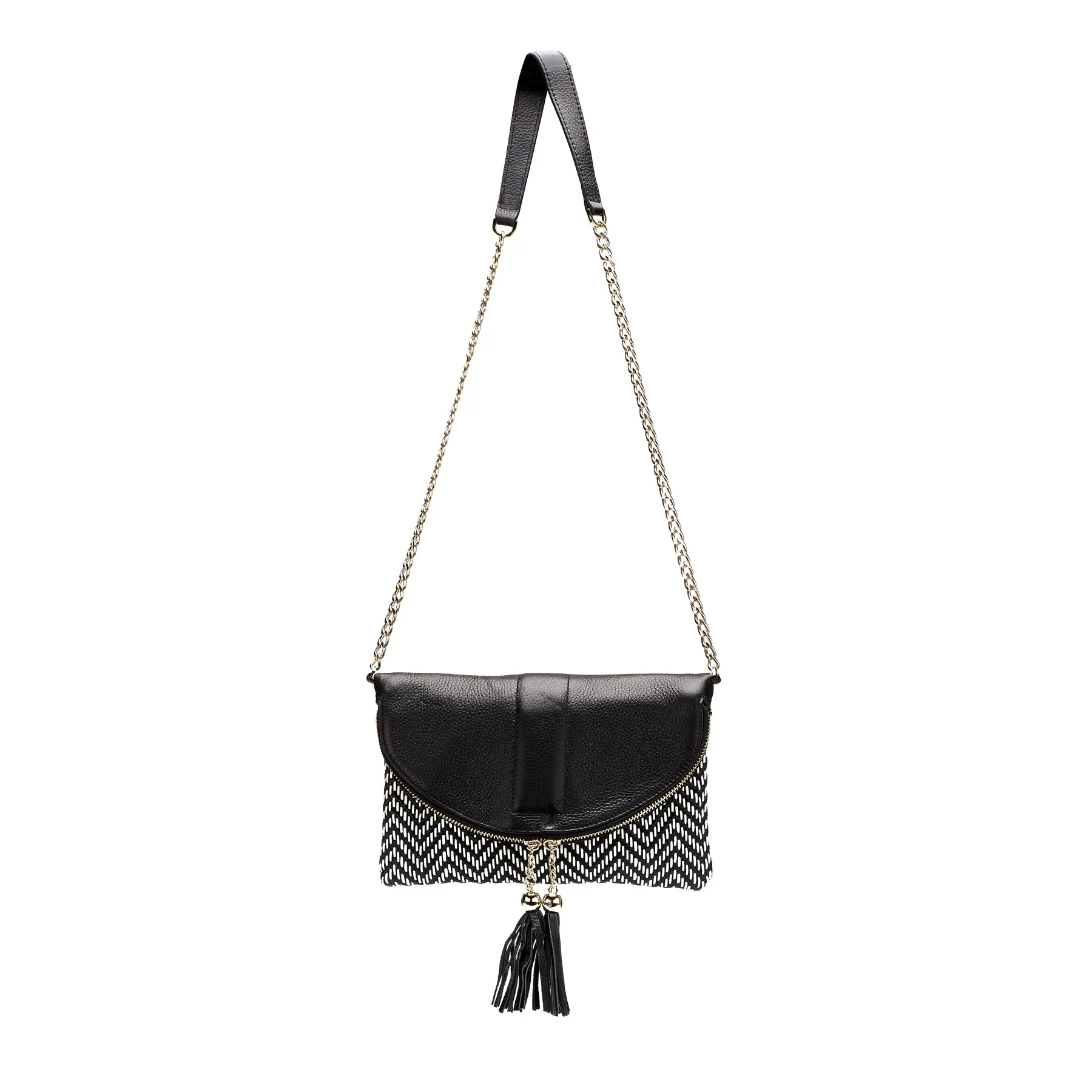 CHISWICK - Addison Road Black & White Weave Crossbody Bag