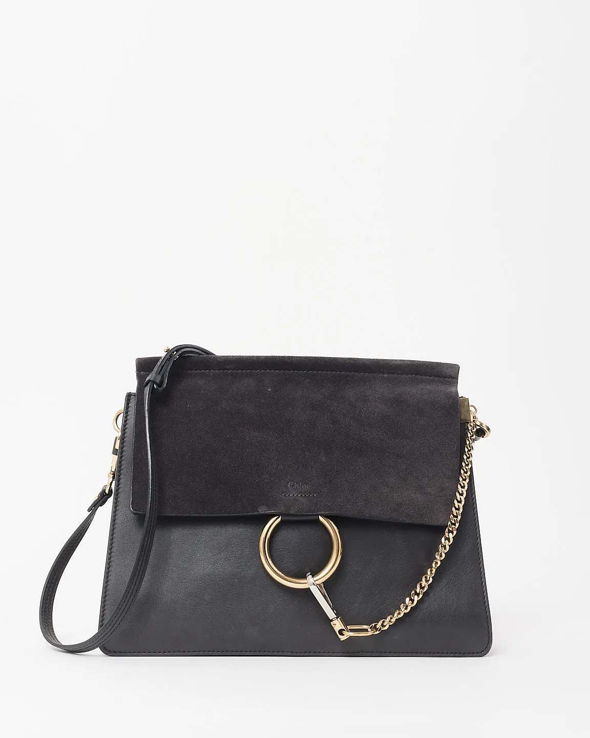 Chloé Dark Charcoal Grey Faye Medium Crossbody Bag