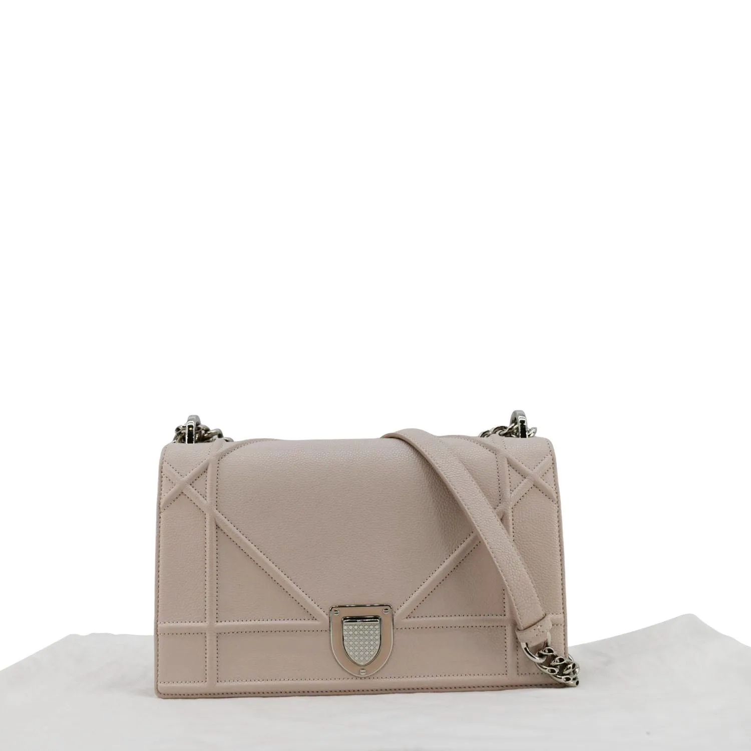 CHRISTIAN DIOR Diaroma Flap Grained Calfskin Leather Crossbody Bag Light Pink