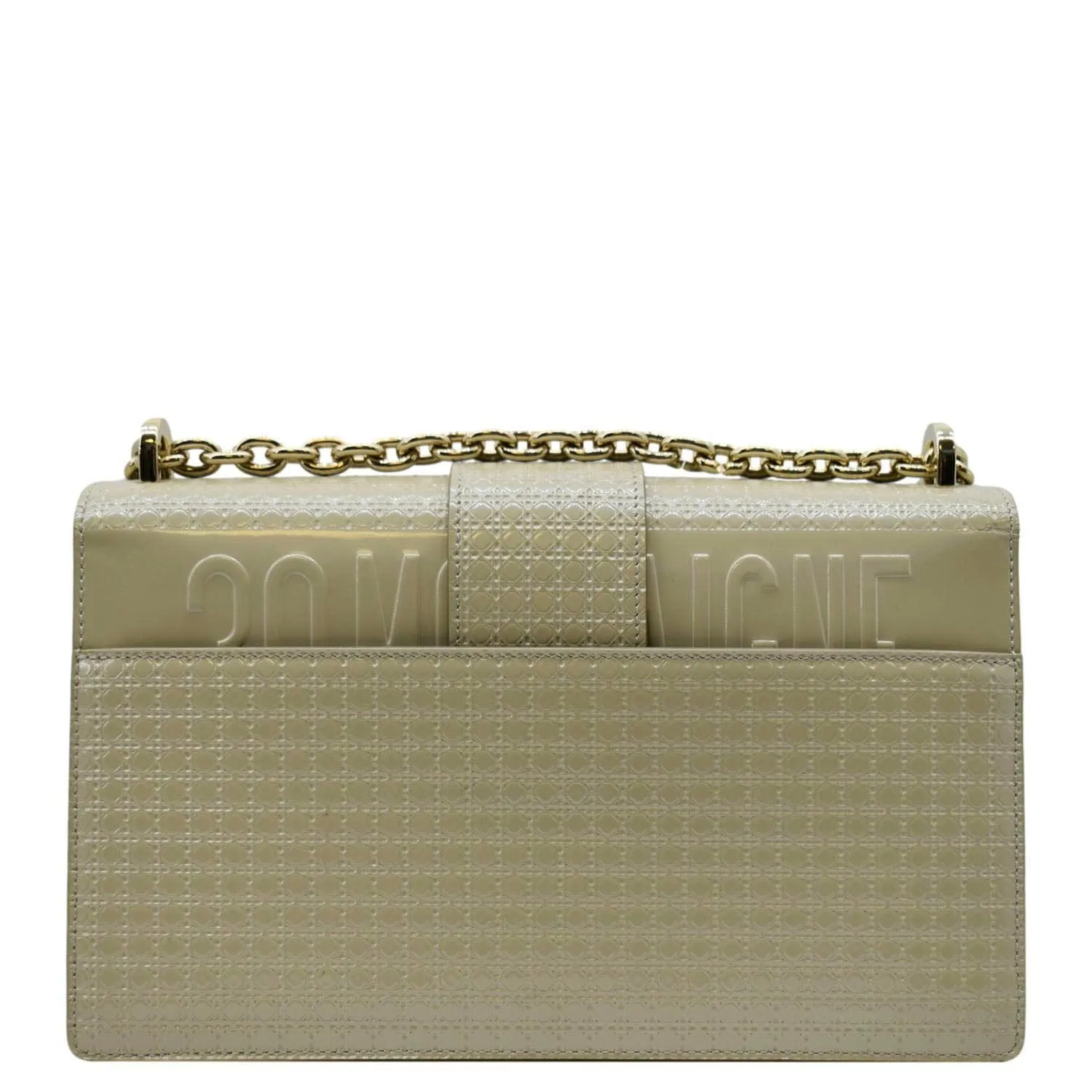 CHRISTIAN DIOR Micro Cannage 30 Montaigne Patent Leather Crossbody Bag Light Beige