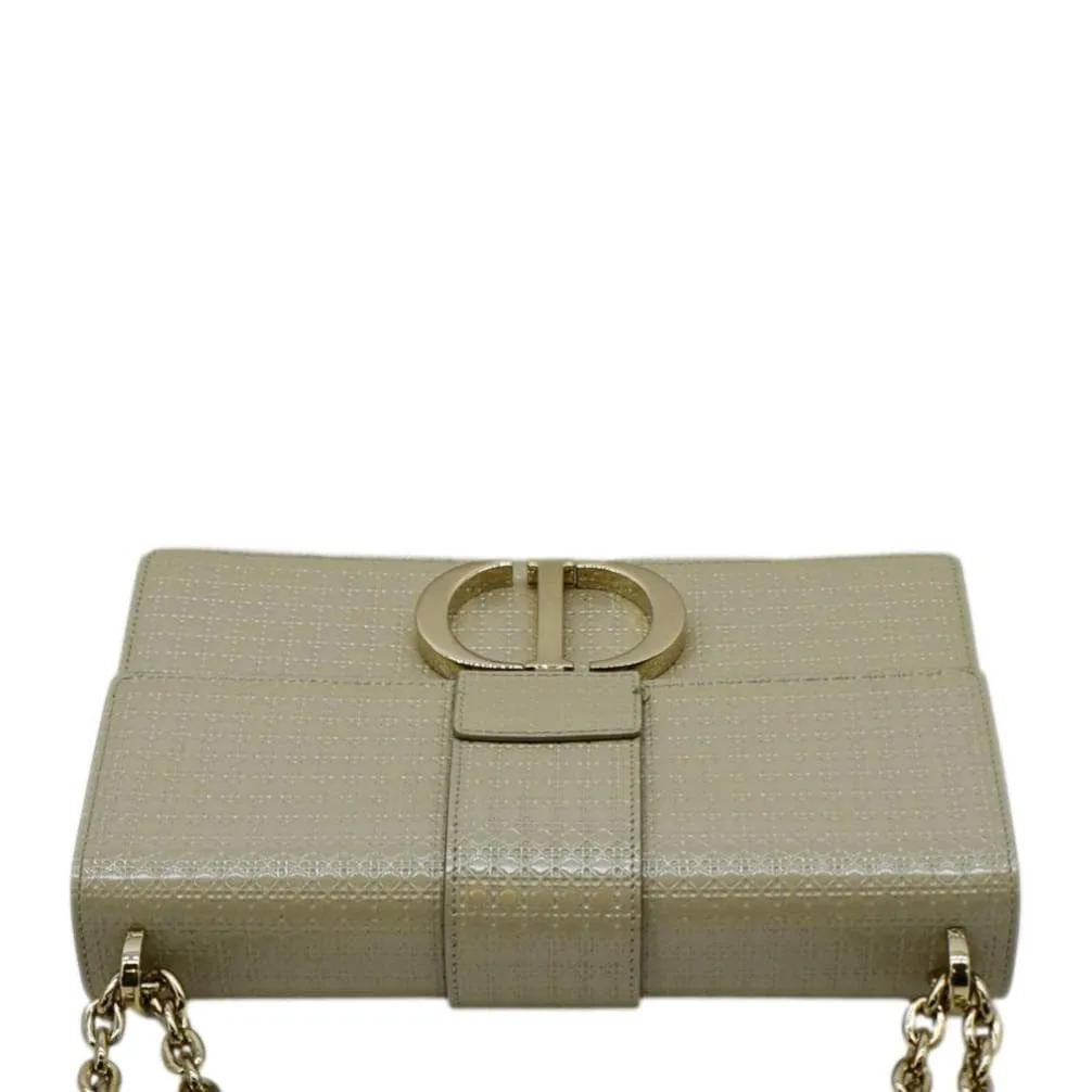 CHRISTIAN DIOR Micro Cannage 30 Montaigne Patent Leather Crossbody Bag Light Beige