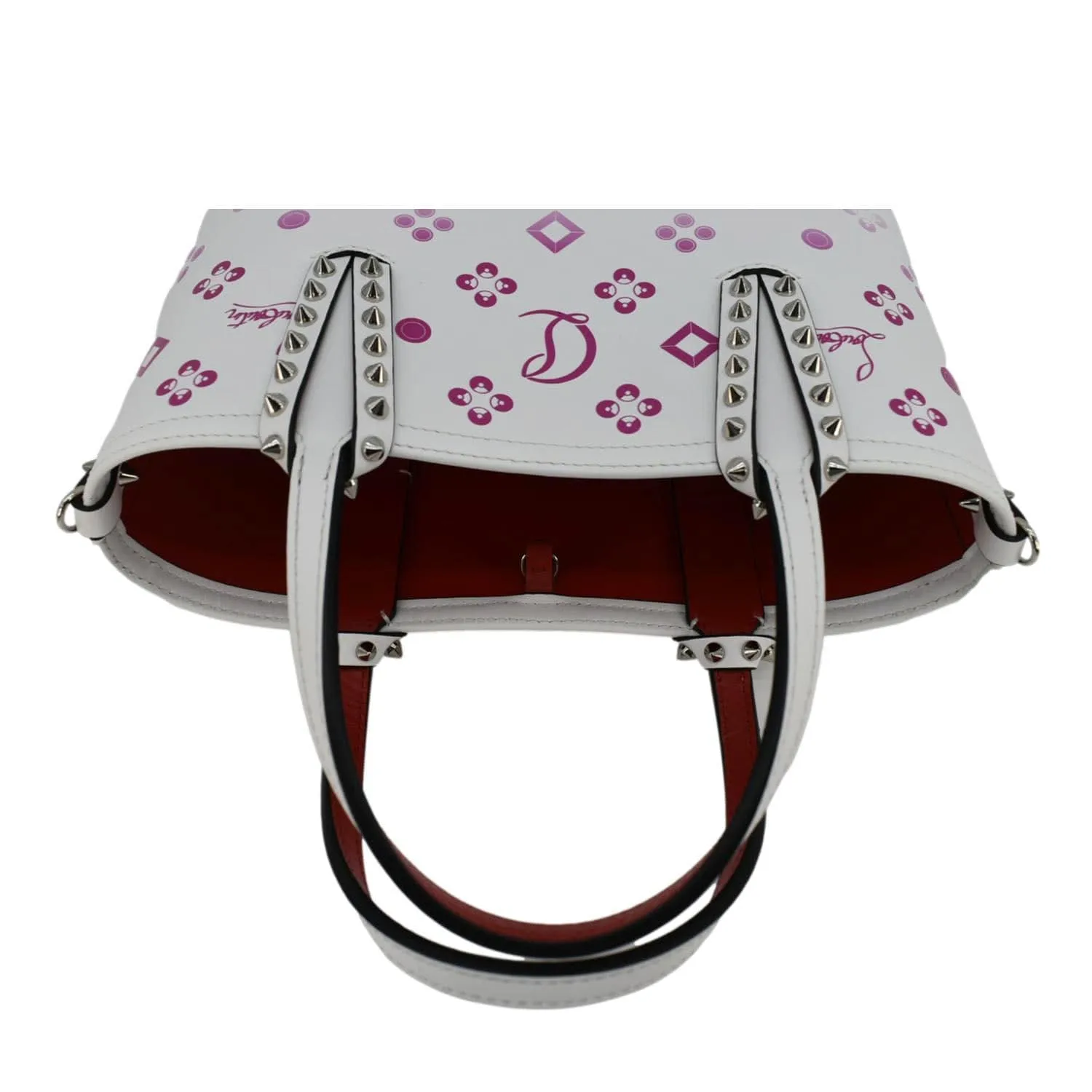CHRISTIAN LOUBOUTIN Cabata Leather Tote Crossbody Bag White