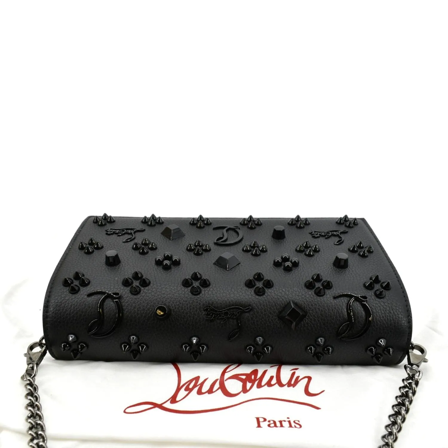 CHRISTIAN LOUBOUTIN Paloma Leather Patent Pearl Spikes Crossbody Bag Black