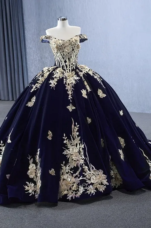 Classic Evening Dresses with Embroidery Sweetheart Off The Shoulder Ball Gown Prom Dresses