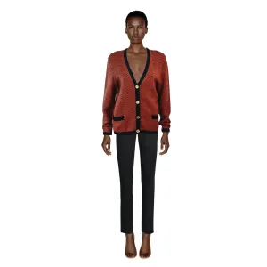 CÉLINE Orange and Brown Printed Wool Sweater | Size US 6/8