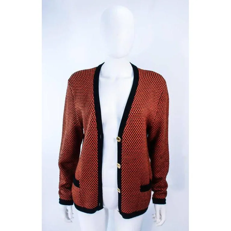 CÉLINE Orange and Brown Printed Wool Sweater | Size US 6/8