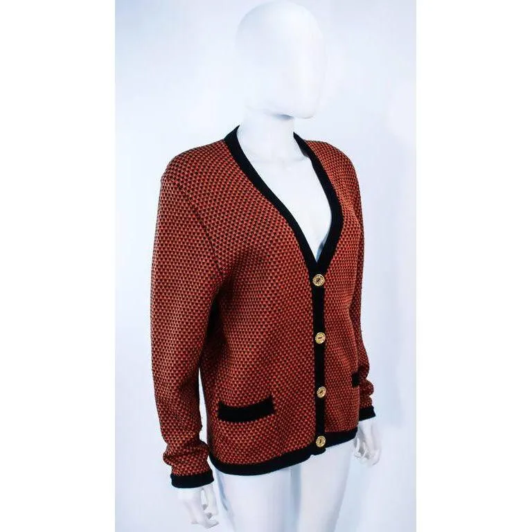 CÉLINE Orange and Brown Printed Wool Sweater | Size US 6/8