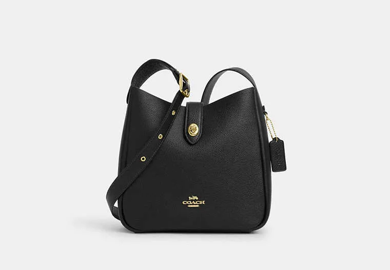 Coach Hadley Convertible Crossbody Bag Pebbled Leather-Gold-Black