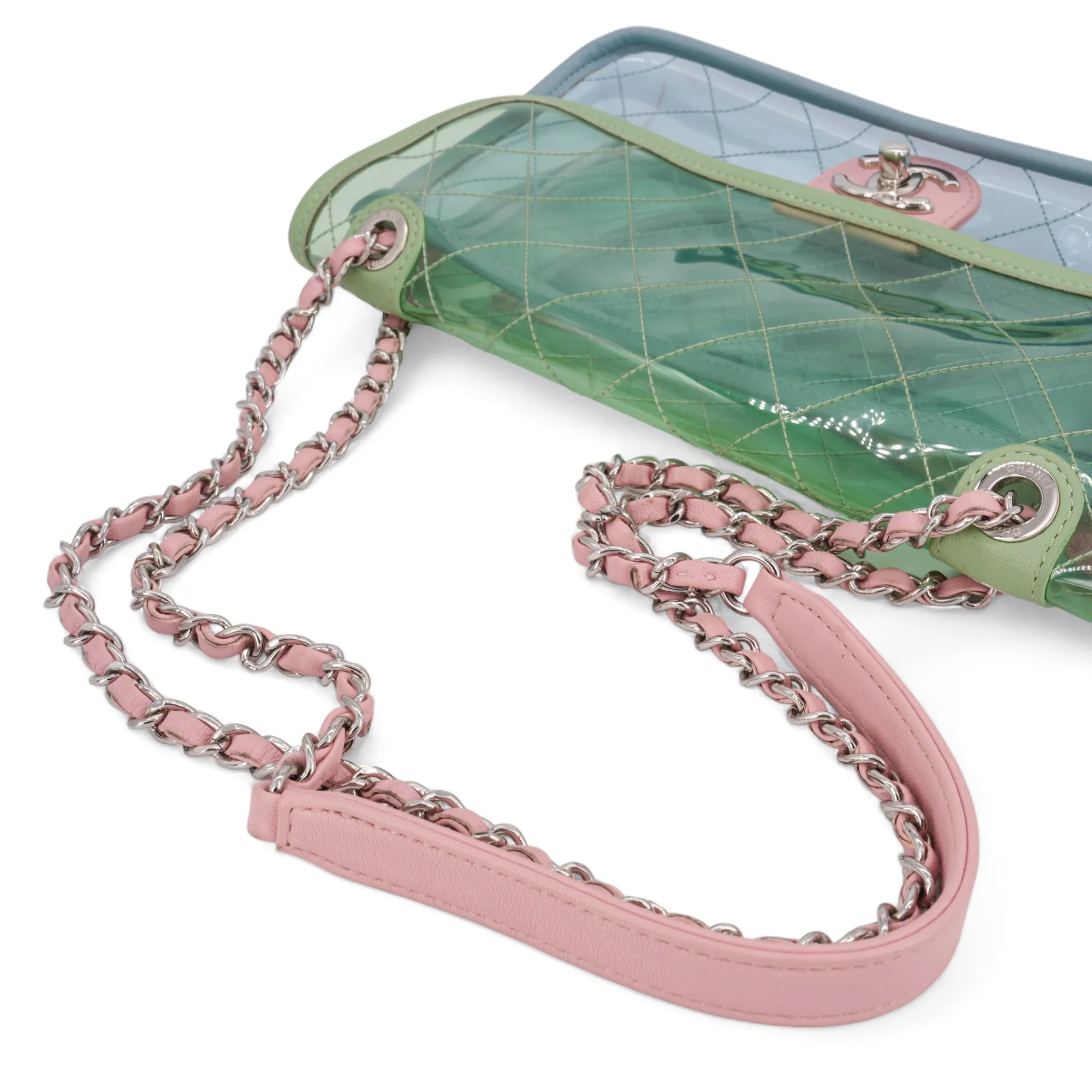 Coco Splash PVC Medium Flap Bag Green Blue Pink