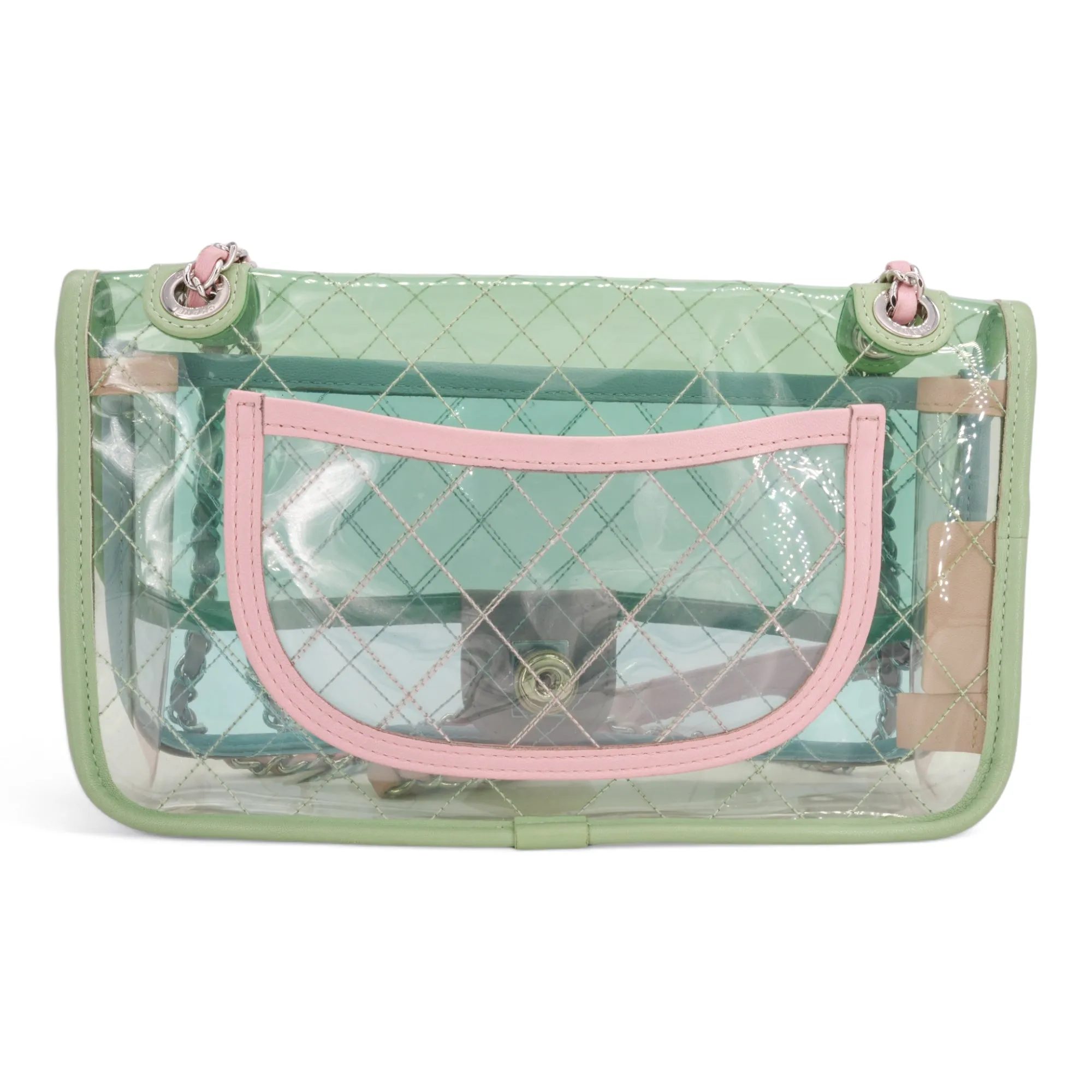 Coco Splash PVC Medium Flap Bag Green Blue Pink