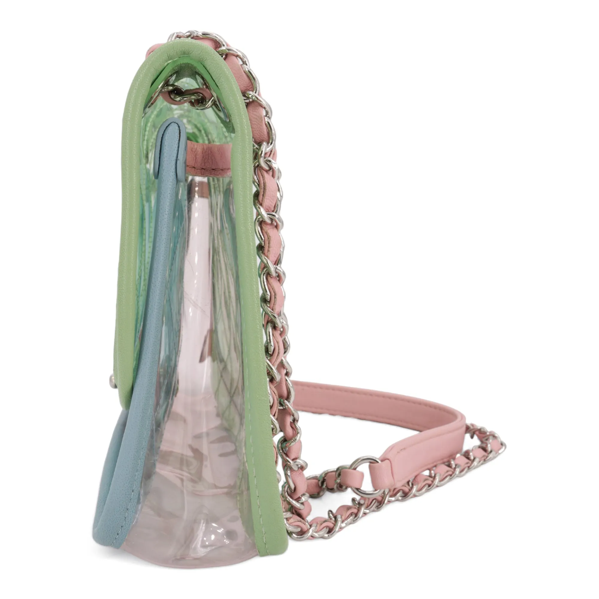 Coco Splash PVC Medium Flap Bag Green Blue Pink