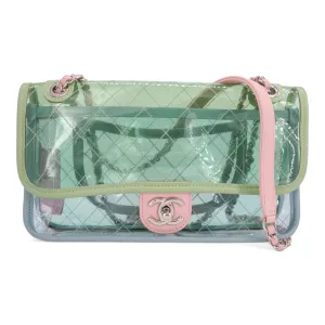 Coco Splash PVC Medium Flap Bag Green Blue Pink