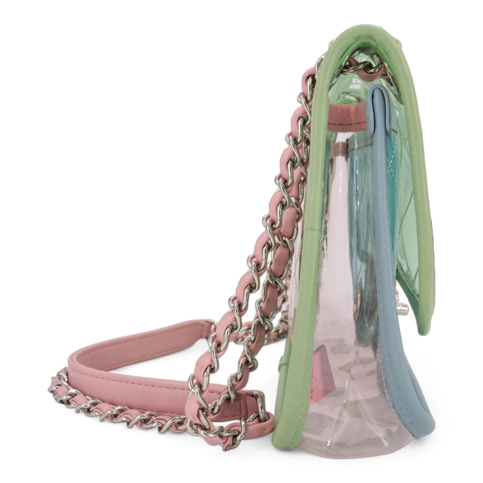 Coco Splash PVC Medium Flap Bag Green Blue Pink