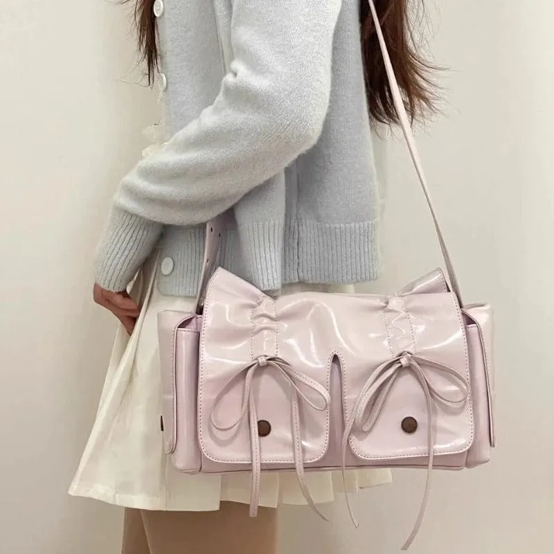 Colorful Ribbon Shoulder Crossbody Leather Bag