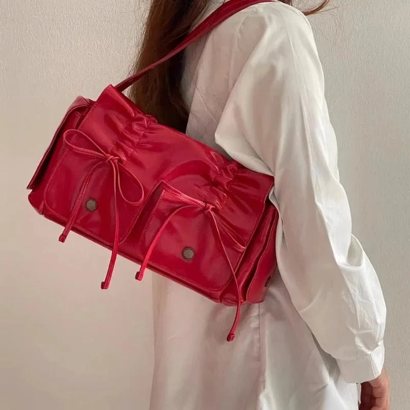 Colorful Ribbon Shoulder Crossbody Leather Bag