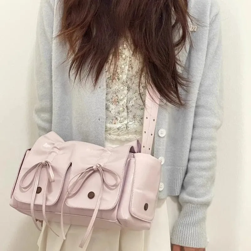 Colorful Ribbon Shoulder Crossbody Leather Bag