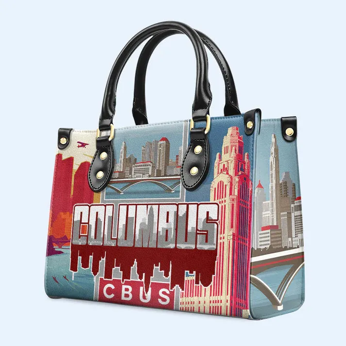 Columbus Cityscape Custom Leather Tote - CHRISTIANARTBAG Metropolitan Series - CABLTHB18310324.