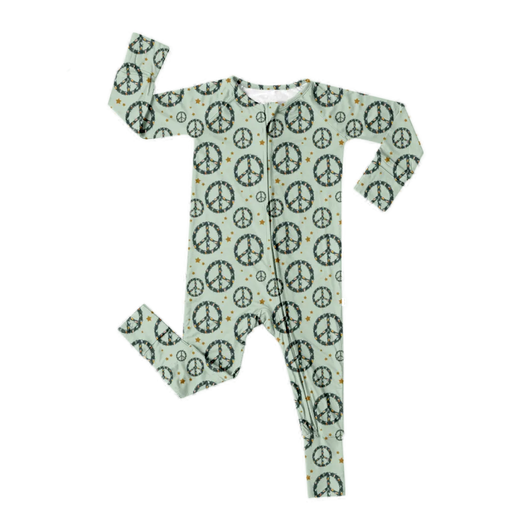 Convertible Bamboo Romper- Peace and Wreaths