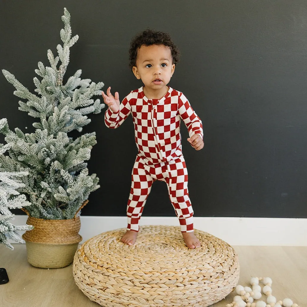 Convertible Bamboo Romper- Red Checks