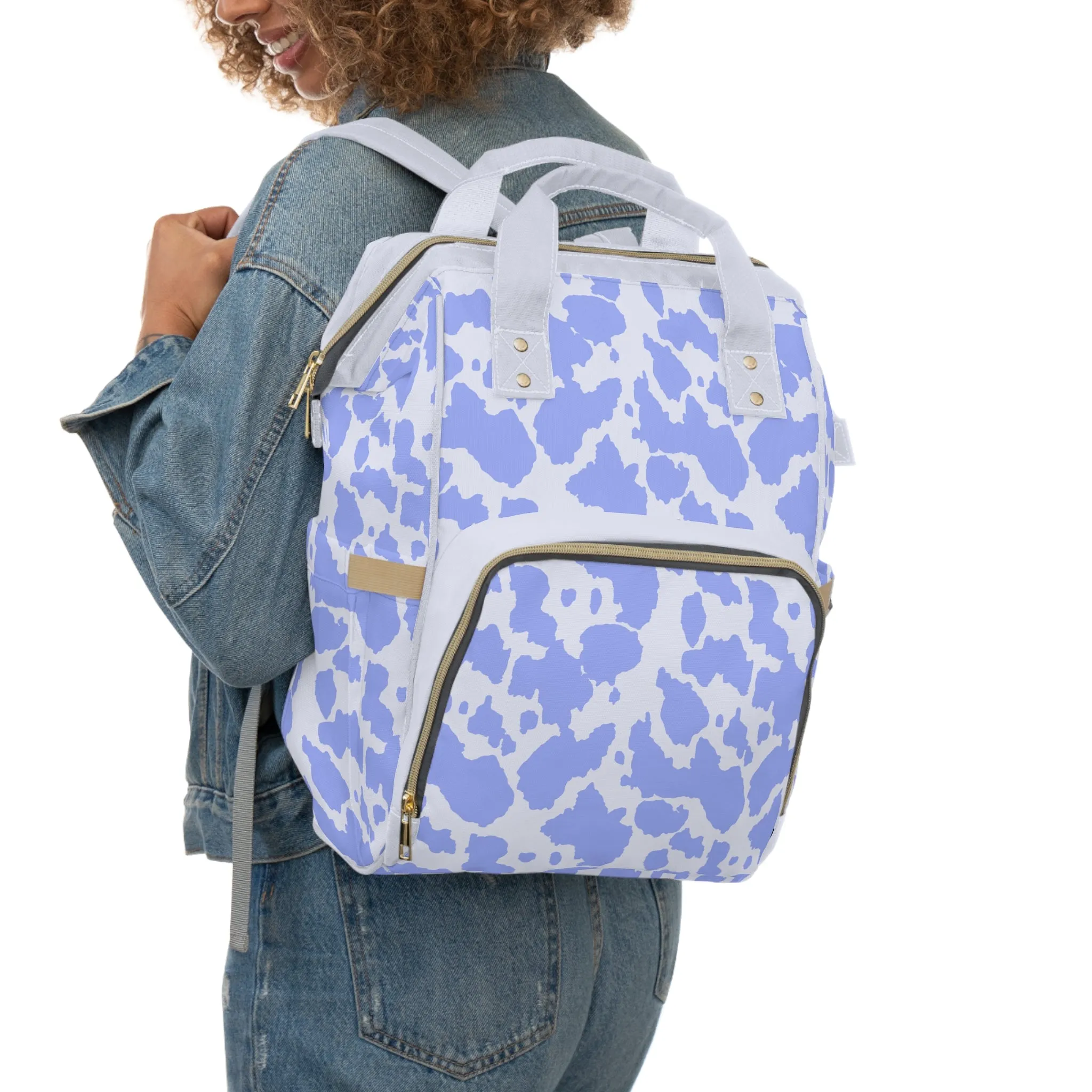 Cowhide Diaper Backpack - Chic & Durable Baby Bag with Genuine Cowhide Patterns, Perfect for Stylish Parents