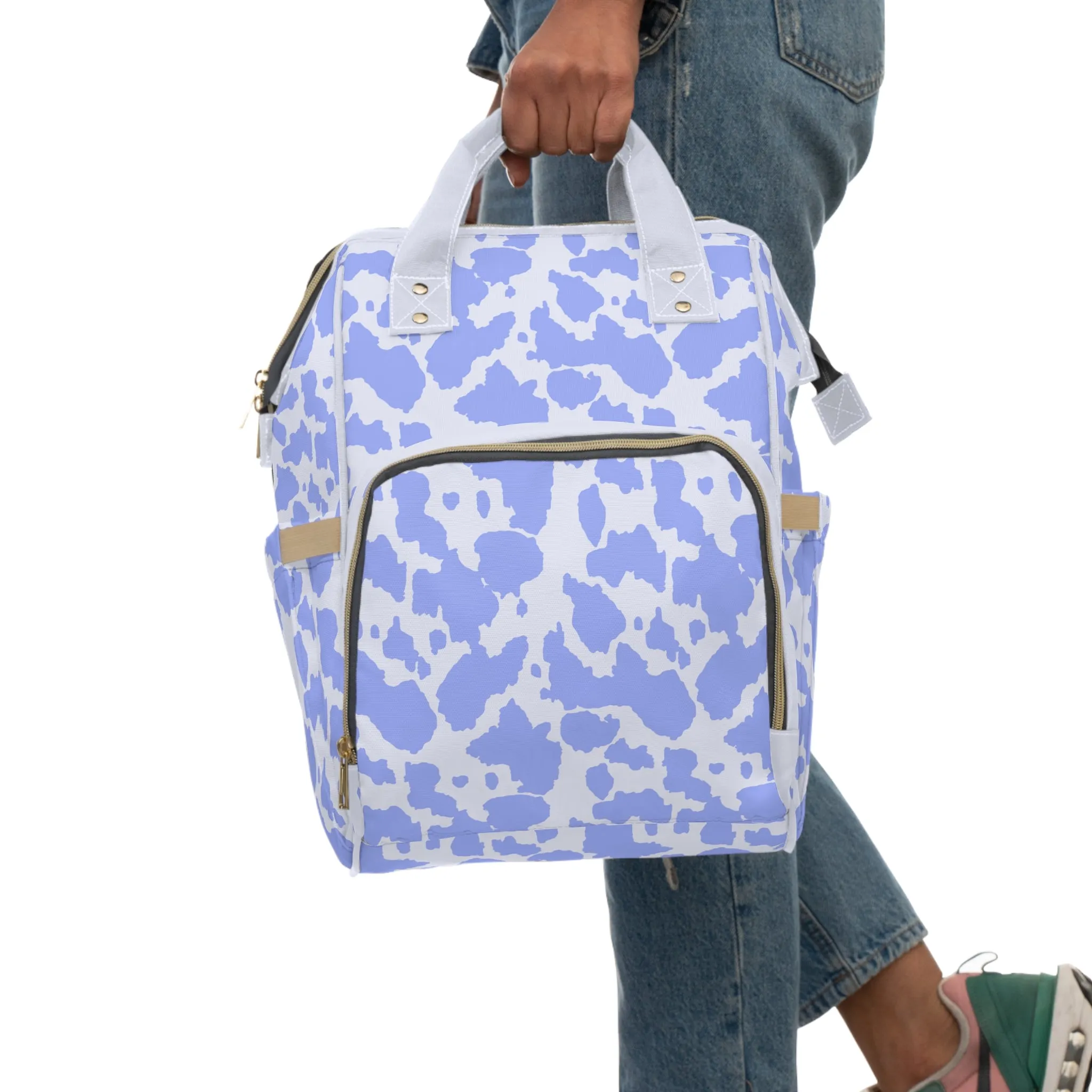 Cowhide Diaper Backpack - Chic & Durable Baby Bag with Genuine Cowhide Patterns, Perfect for Stylish Parents