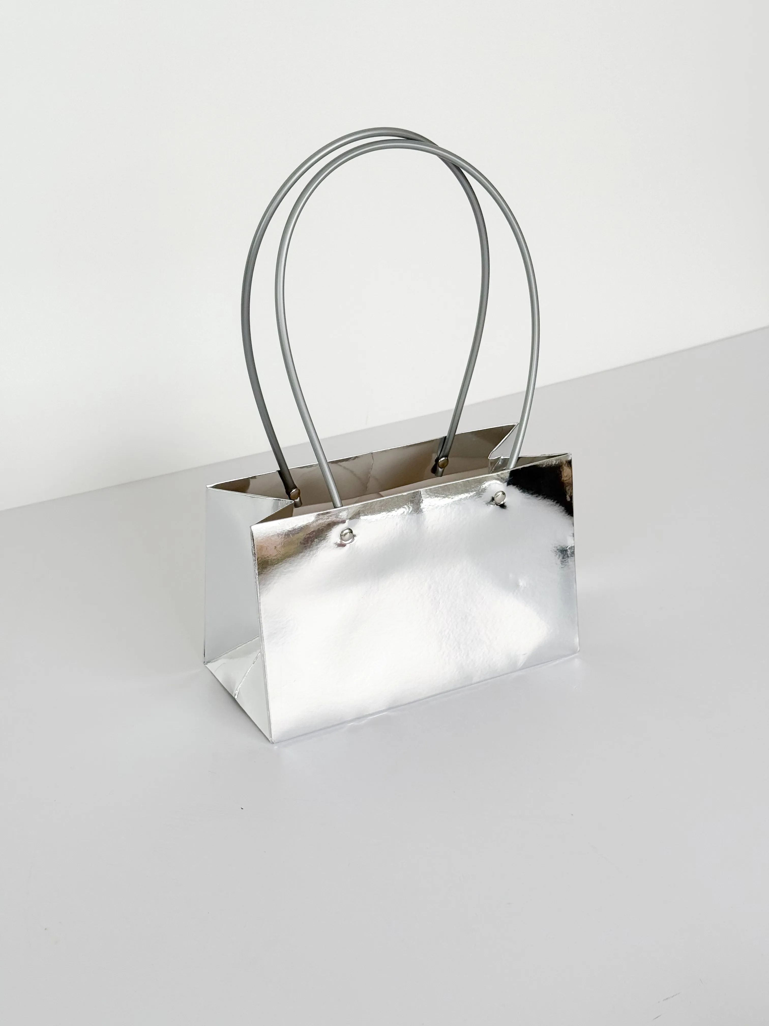 Craft Paper Flower Bag With Black Handle