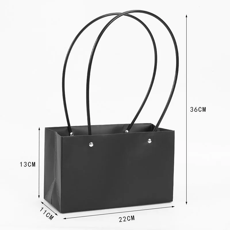 Craft Paper Flower Bag With Black Handle