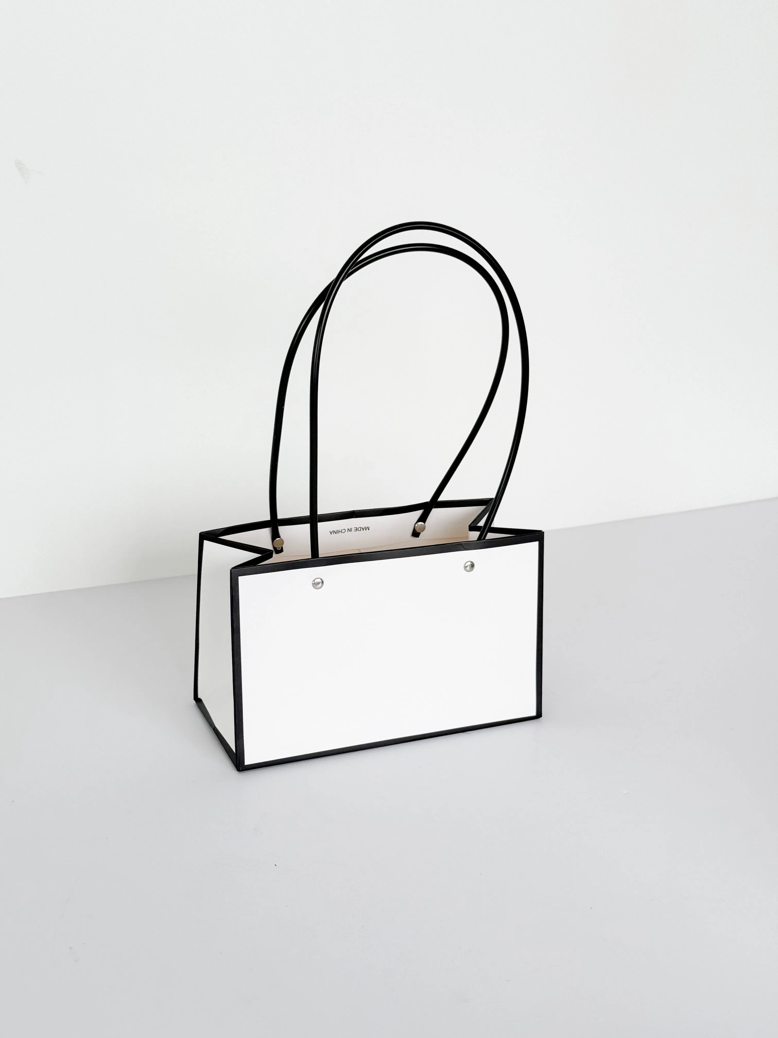 Craft Paper Flower Bag With Black Handle