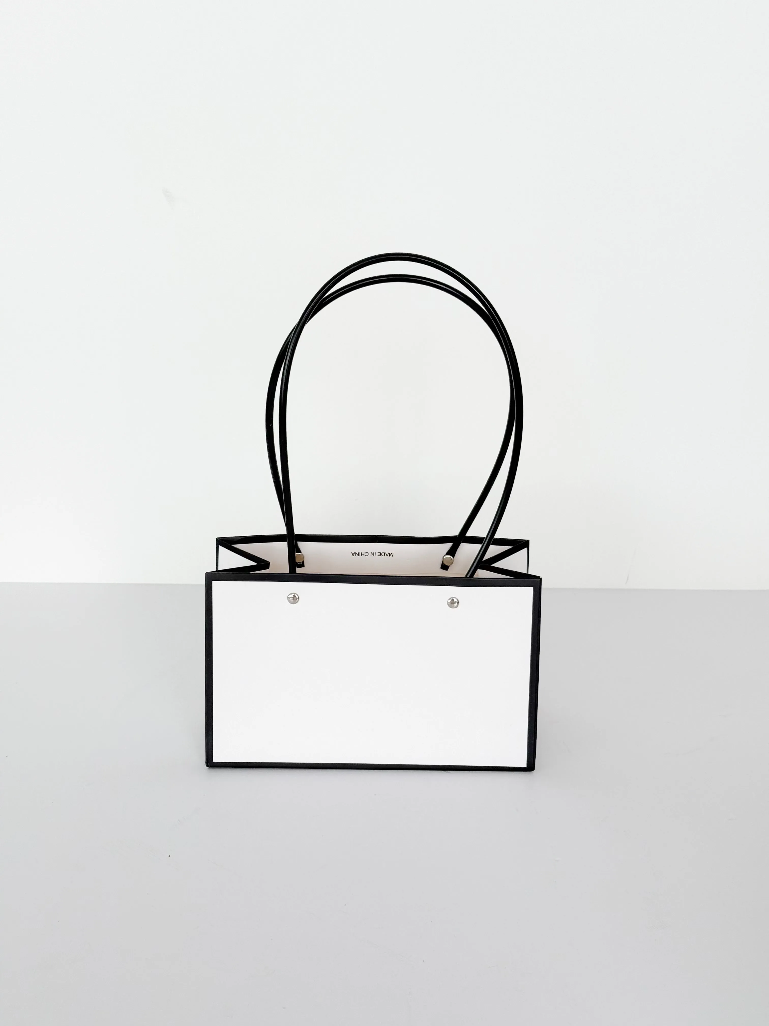 Craft Paper Flower Bag With Black Handle