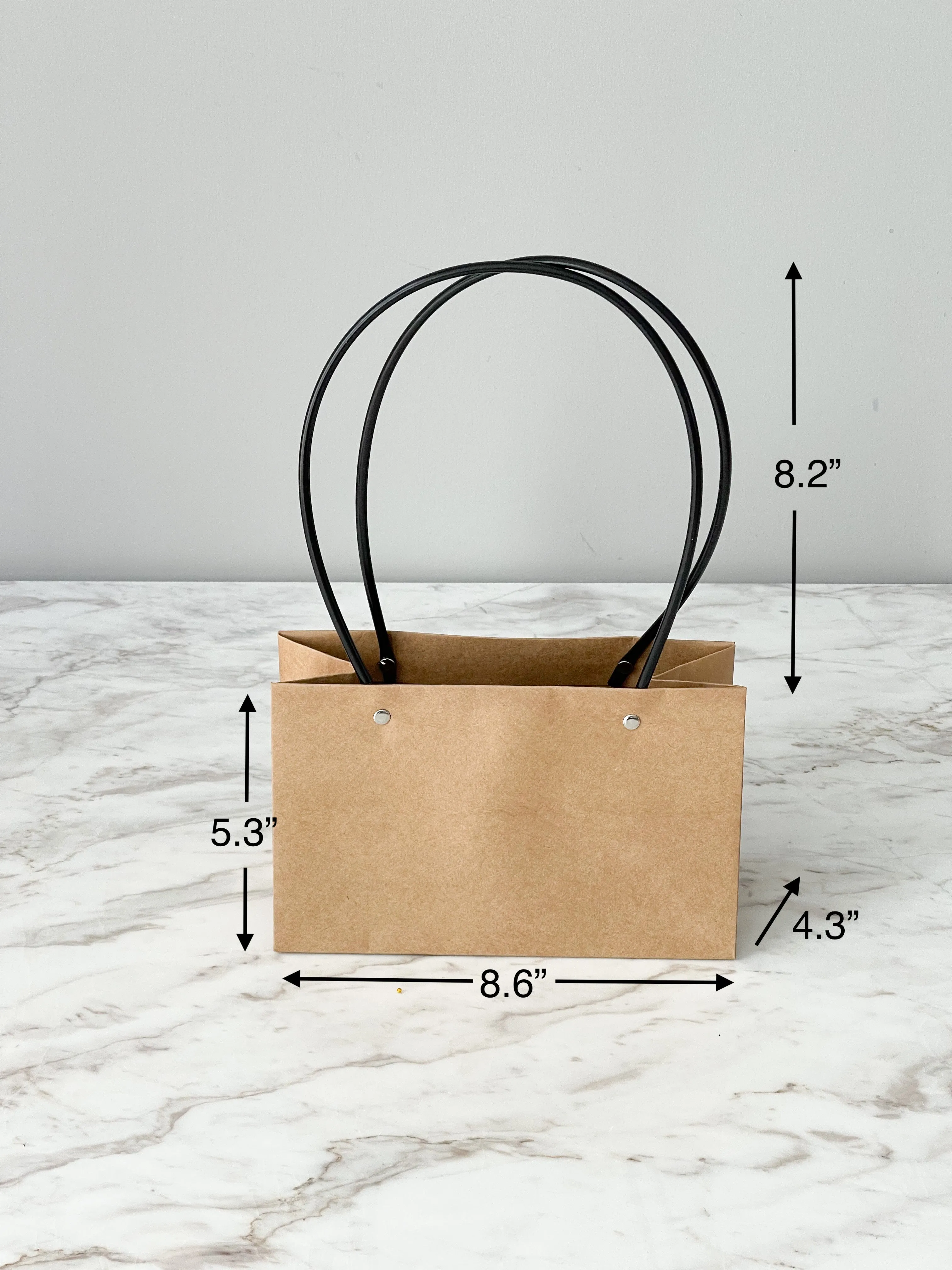 Craft Paper Flower Bag With Black Handle