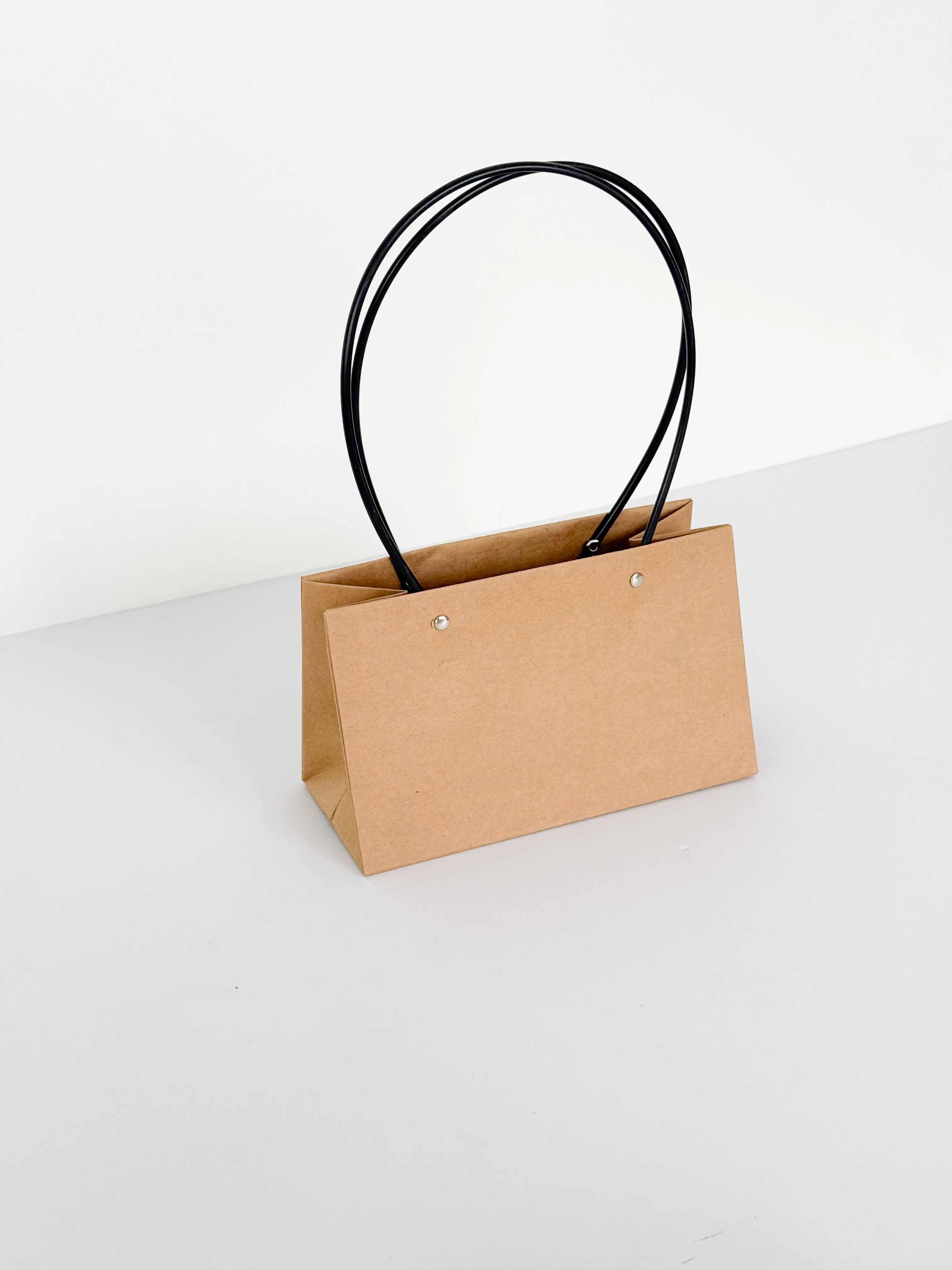 Craft Paper Flower Bag With Black Handle