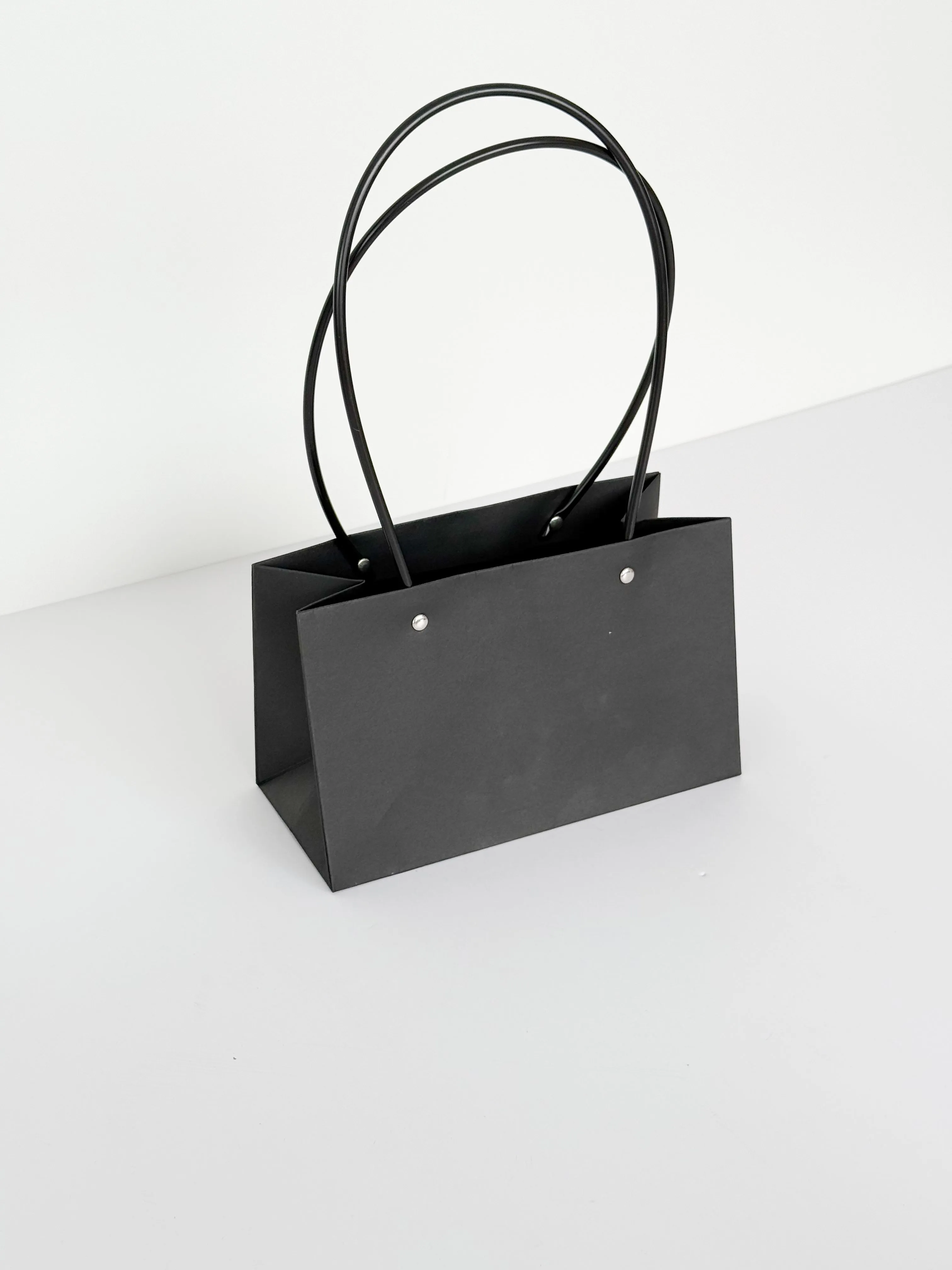 Craft Paper Flower Bag With Black Handle