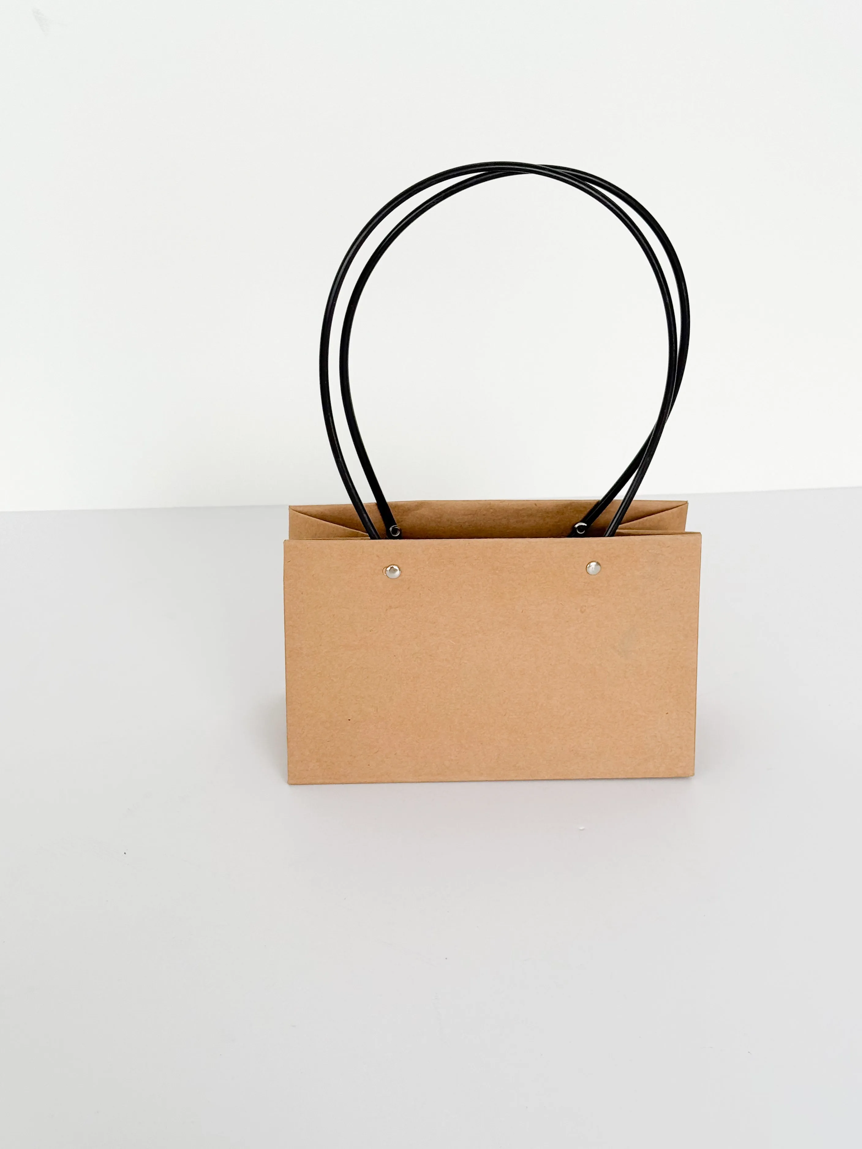 Craft Paper Flower Bag With Black Handle