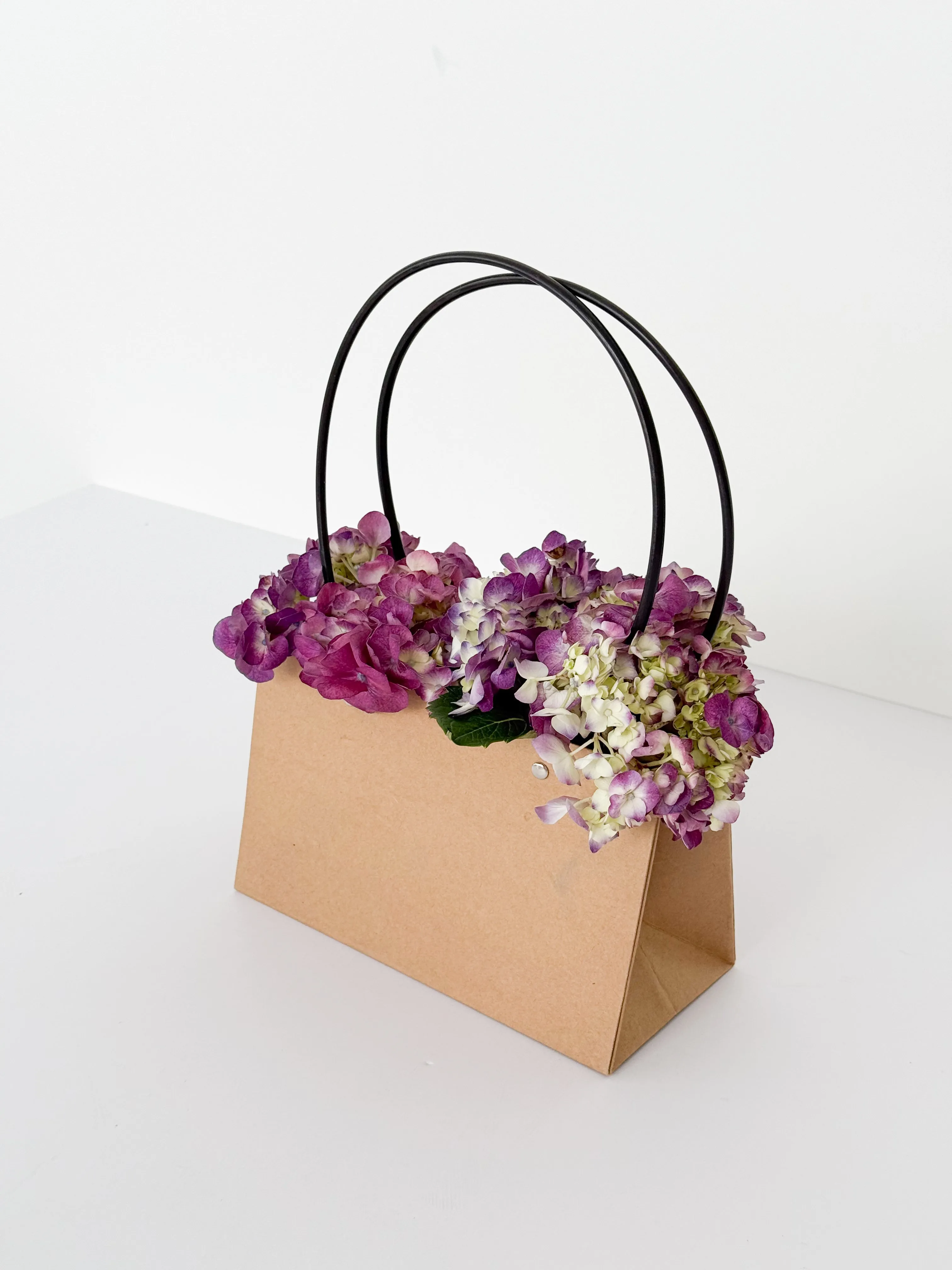 Craft Paper Flower Bag With Black Handle