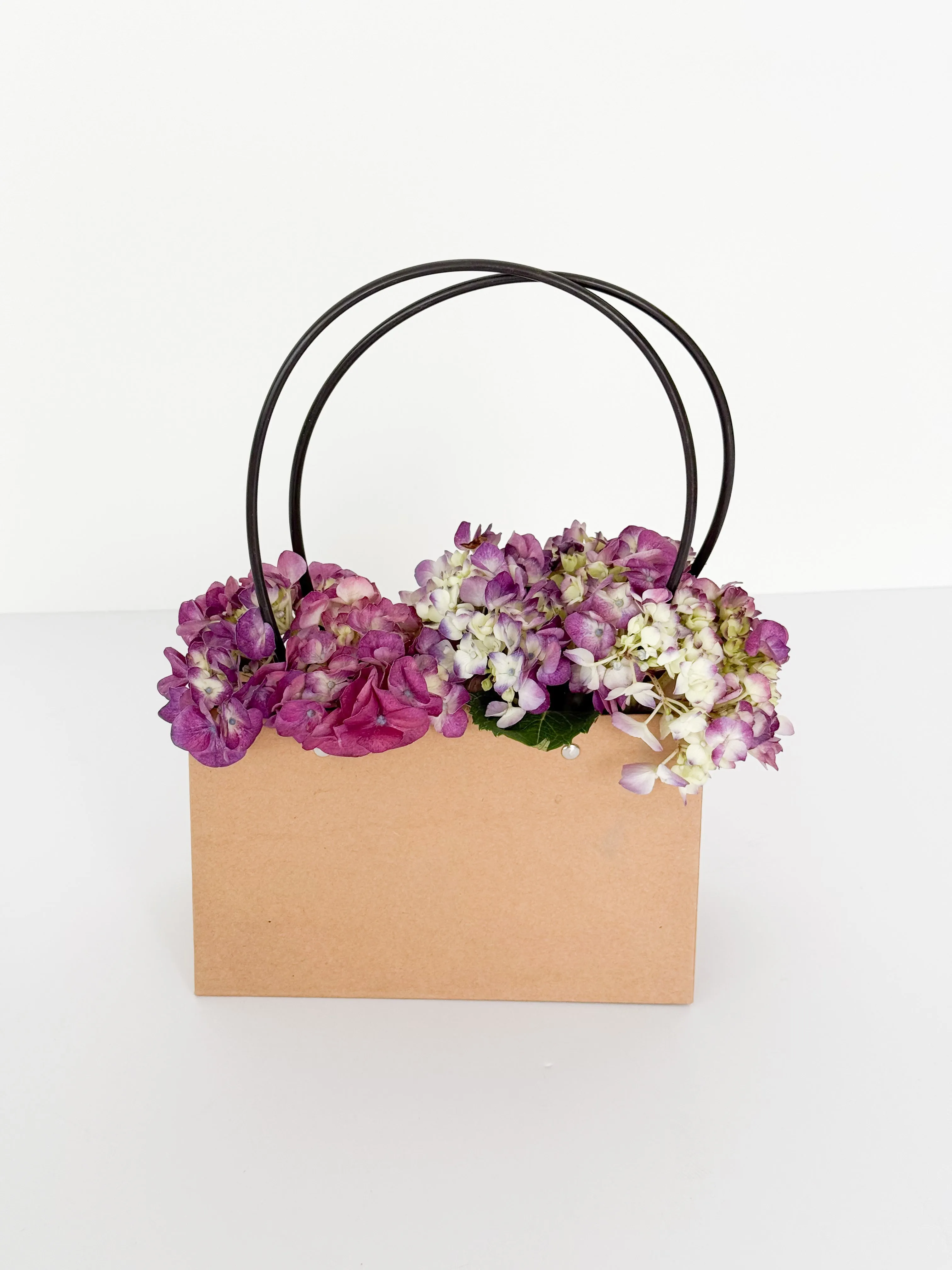 Craft Paper Flower Bag With Black Handle