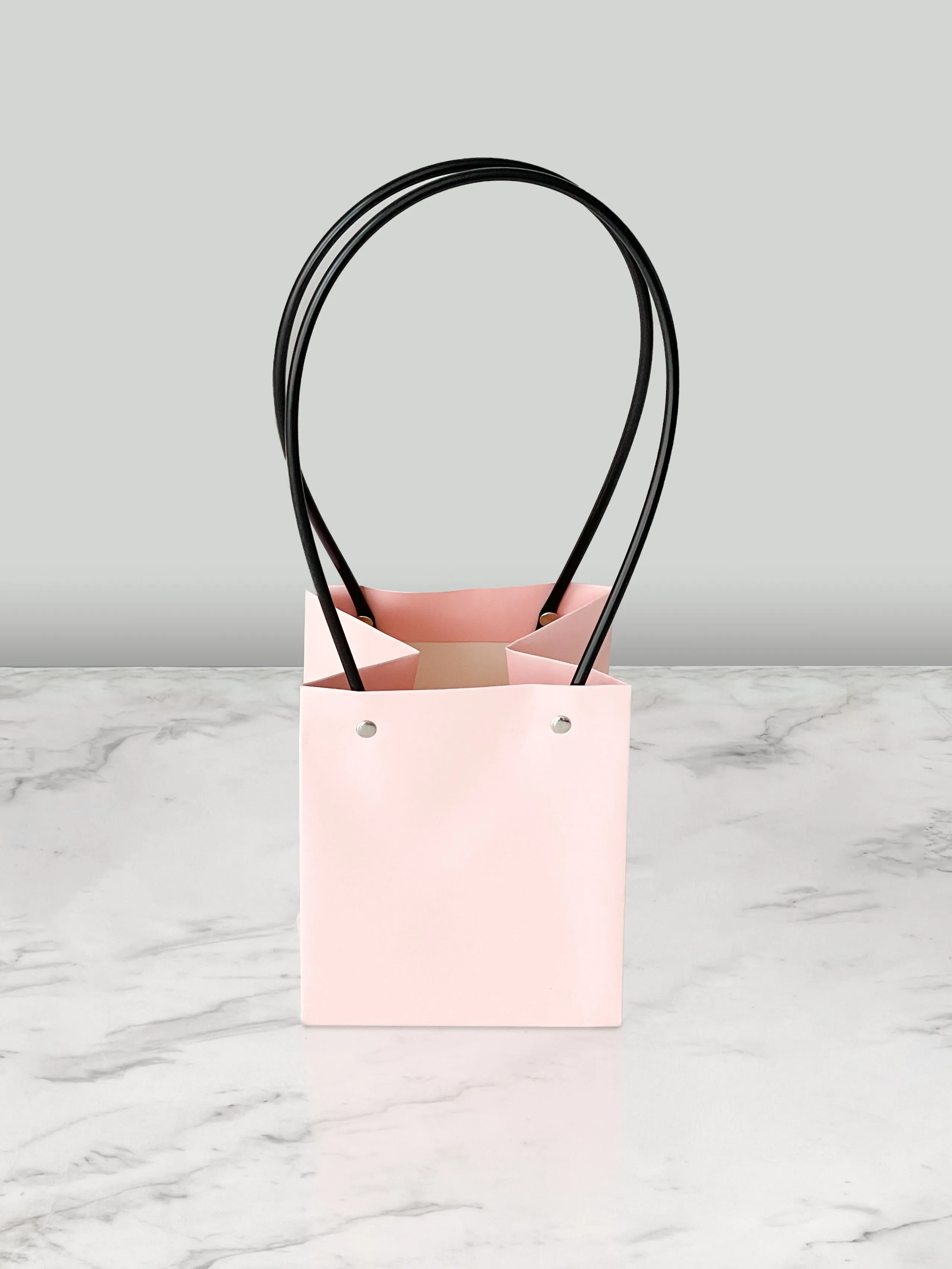 Craft Paper Flower Bag With Black Handle