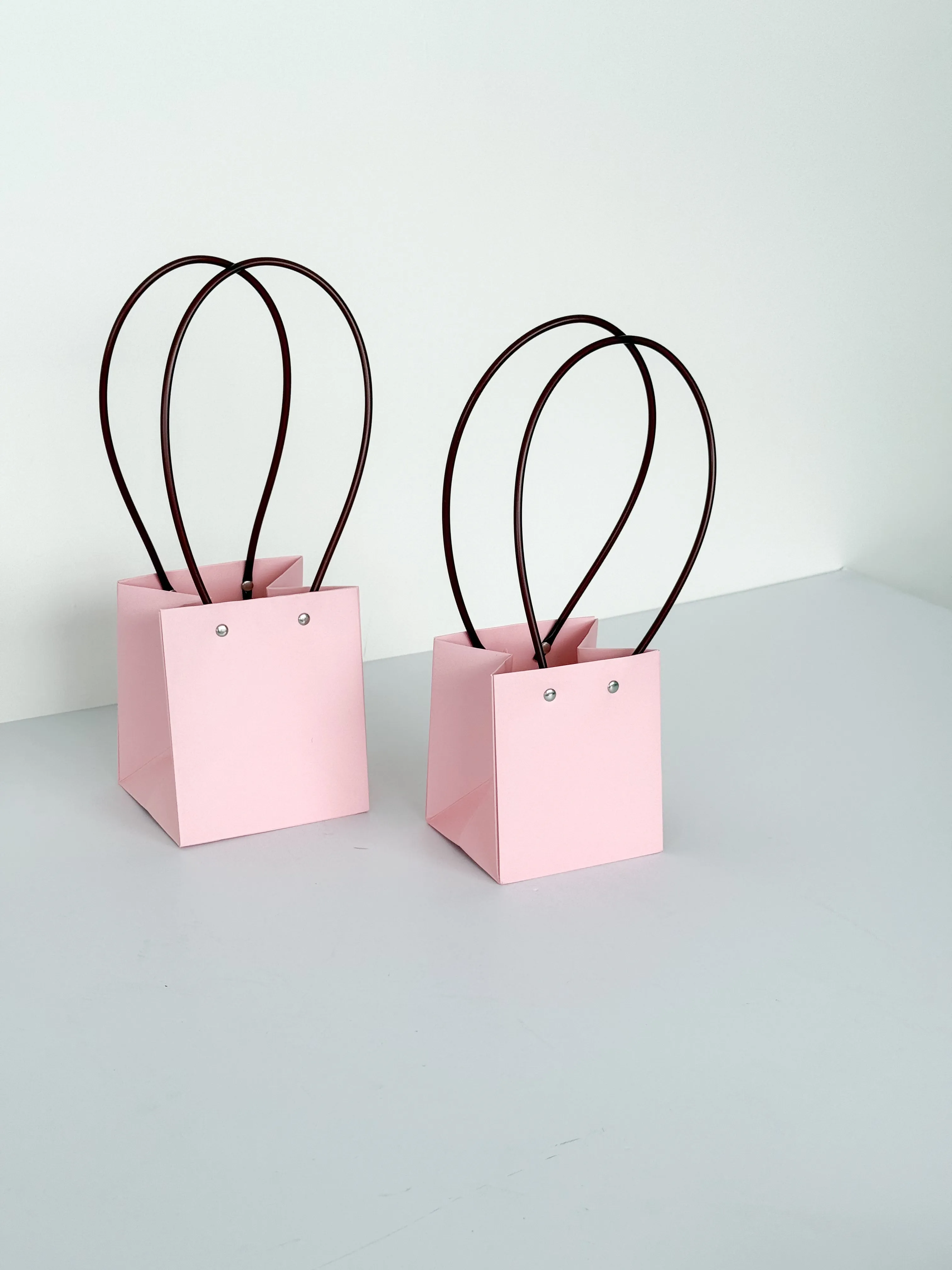 Craft Paper Flower Bag With Black Handle