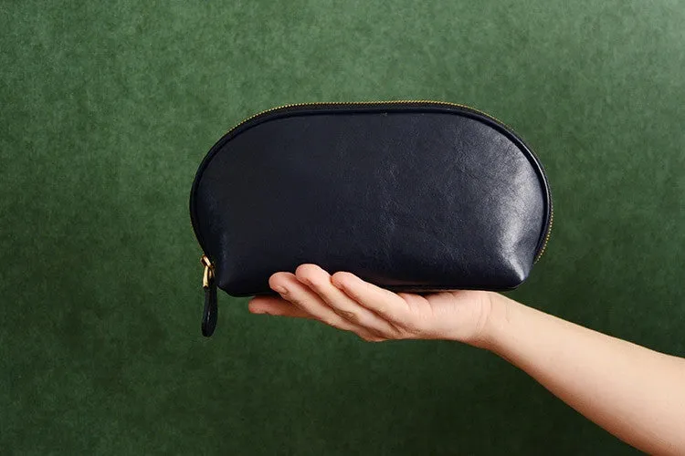 Custom Handmade Vegetable Tanned Italian Leather Cosmetic Bag Toiletry D057